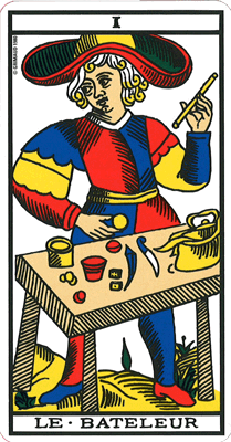 Le tarot de Marseille : Le bateleur. Découvrez la voyance grtuite sur Avenir-consulation.fr